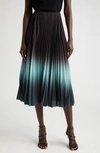 Jason Wu Collection Dip Dye Pleated Skirt In Black/sky Blue/seagreen