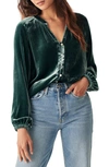 Faherty Stretch Silk Velvet Naomi Top In Sea Moss