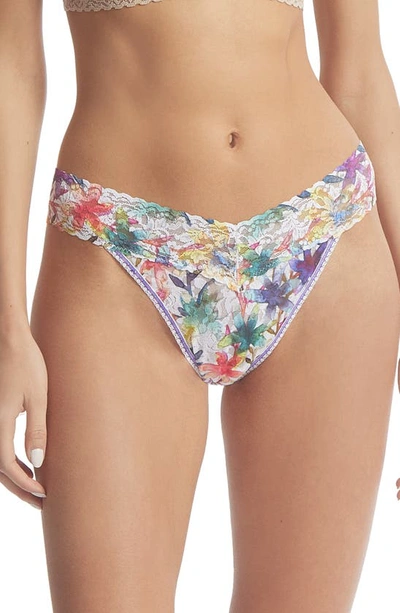 Hanky Panky Printed Signature Lace Original Rise Thong Underwear In Still Blooming