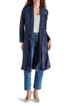 Steve Madden Show Stopper Sequin Duster Jacket In Midnight Blue