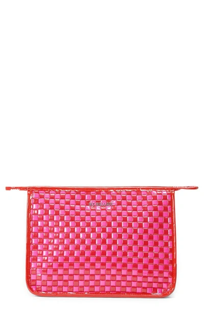 Mz Wallace Bicolor Woven Patent Clutch Bag In Candy Lacquer