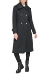 Karl Lagerfeld Wool Blend Double Breasted Coat In Black