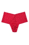Hanky Panky Cross-dyed Leopard Retro Lace Thong In Berry Sang
