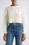 ALICE AND OLIVIA ALLENE CABLE STITCH COTTON BLEND SWEATER
