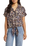 Beachlunchlounge Rae Tie Front Camp Shirt In Abstract