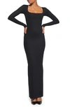 Skims Long Sleeve Body-con Maxi Dress In Onyx