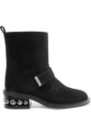 NICHOLAS KIRKWOOD CASATI EMBELLISHED SUEDE BIKER BOOTS