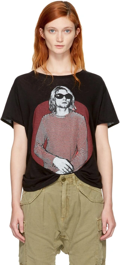 R13 Kurt Boy Printed Cotton And Cashmere-blend T-shirt In Black