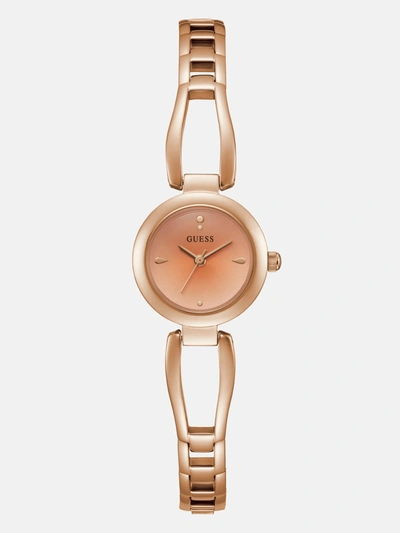 GUESS FACTORY ROSE GOLD-TONE CUTOUT BRACELET ANALOG WATCH