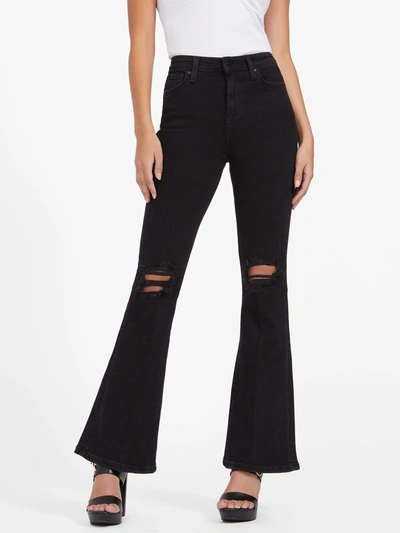 Guess Factory Eco Sharona Mid-rise Flared Jeans In Black