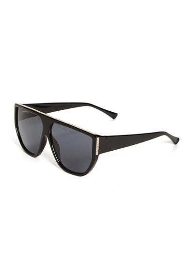 Guess Factory Flat Brow Plastic Round Sunglasses In Black