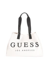 Guess Factory Canvas Beach Tote In White