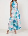 S/W/F HIGHNECK CROSS BACK MIDI DRESS IN PALM SPRINGS