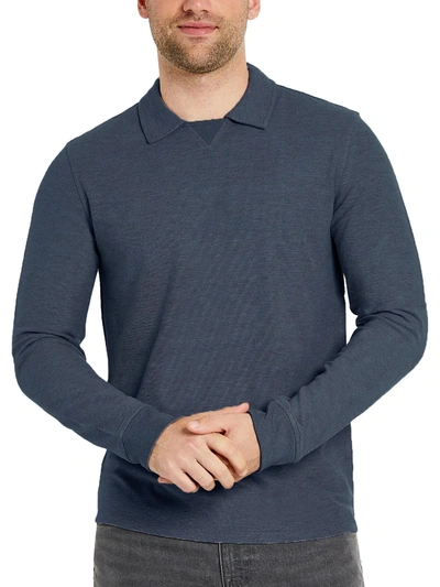 Kenneth Cole Mens Slim Fit Knit Polo In Blue