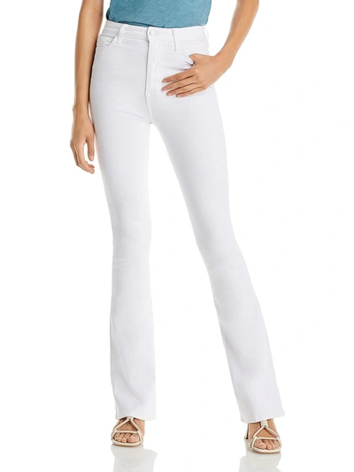7 For All Mankind Womens High Rise Bootcut Skinny Jeans In White