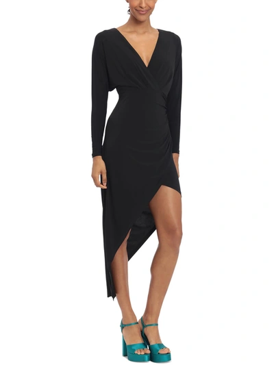 Donna Morgan Womens Asymmetric Midi Sheath Dress In Black