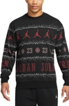 Jordan Essentials Holiday Fair Isle Crewneck Sweatshirt In Black