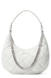Mz Wallace Madison Quilted Nylon Shoulder Bag In Frost