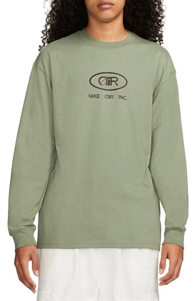Nike Sportswear Air Oversize Long Sleeve Graphic T-shirt In Oil Green