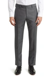 Zanella Parker Classic Wool Sharkskin Dress Pants In Med Grey