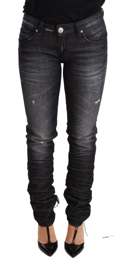 Acht Washed Cotton Low Waist Skinny Blue Trouser Women's Jeans In Black
