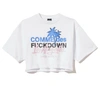 COMME DES FUCKDOWN COMME DES FUCKDOWN ELOQUENT SLEEVELESS LOGO TEE IN WOMEN'S WHITE