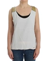 Costume National Elegant Monochrome Sleeveless Top With Gold Accents In Black/white