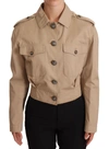 Dolce & Gabbana Beige Cropped Fitted Cotton Coat Jacket In Beige