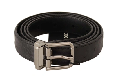 DOLCE & GABBANA DOLCE & GABBANA ELEGANT BLACK LEATHER BELT WITH SILVER MEN'S BUCKLE