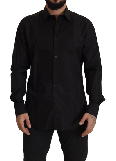 Dolce & Gabbana Sleek Black Tuxedo Dress Shirt - Slim Men's Fit