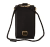 Dolce & Gabbana Black Leather Logo Plaque Neck Strap Card Coin Wallet In Black