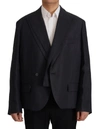 DOLCE & GABBANA DOLCE & GABBANA SLEEK DOUBLE BREASTED NAVY LINEN MEN'S BLAZER