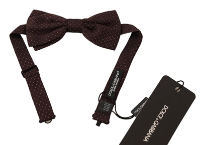 Dolce & Gabbana Brown Dotted Silk Adjustable Neck Papillon Bow Tie