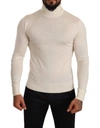 Dolce & Gabbana Cream Cashmere Turtleneck Pullover Sweater In Cream