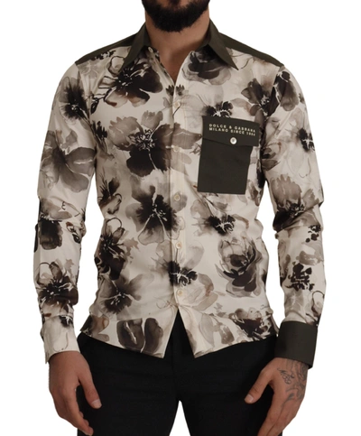 DOLCE & GABBANA DOLCE & GABBANA FLORAL PRINT CASUAL COTTON MEN'S SHIRT