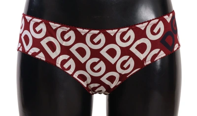 Dolce & Gabbana Chic Maroon White Logo Swim Women's Bottoms In Multicolor
