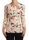 DOLCE & GABBANA DOLCE & GABBANA PASTEL PINK LILY PRINT FITTED WOMEN'S BLOUSE