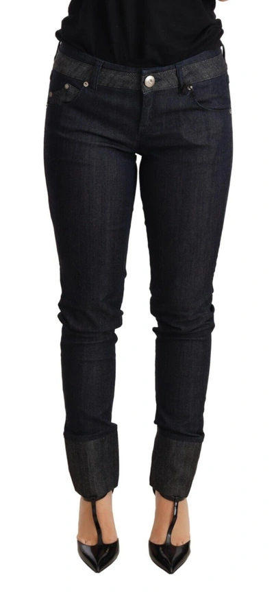 Ermanno Scervino Blue Skinny Folded Hem Denim Trouser Cotton Women's Jeans