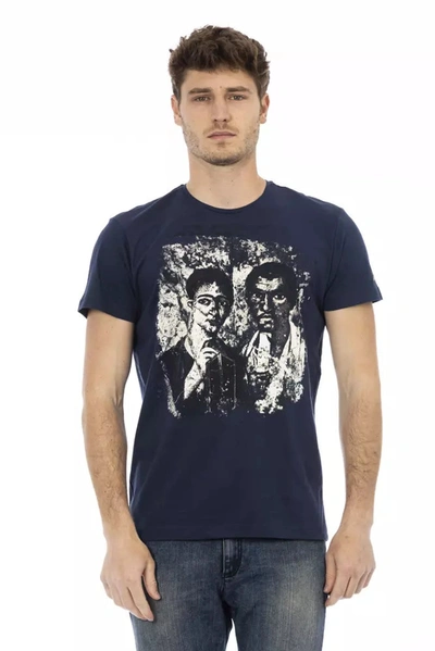 Trussardi Action Chic Blue Printed Tee With Short Men's Sleeves
