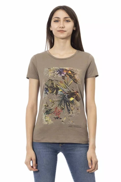 Trussardi Action Elegant Brown Tee With Chic Front Women's Print