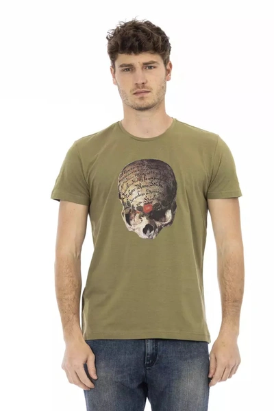 Trussardi Action Slim-fit Green Tee With Front Men's Print