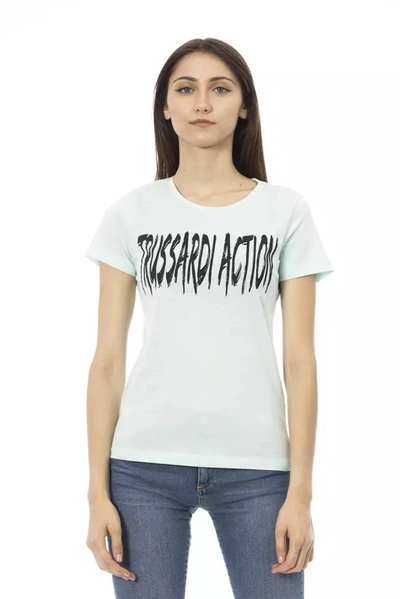 Trussardi Action Elegant Light Blue Tee With Chic Front Women's Print