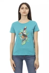 TRUSSARDI ACTION TRUSSARDI ACTION ELEGANT SHORT SLEEVE LIGHT BLUE WOMEN'S TEE