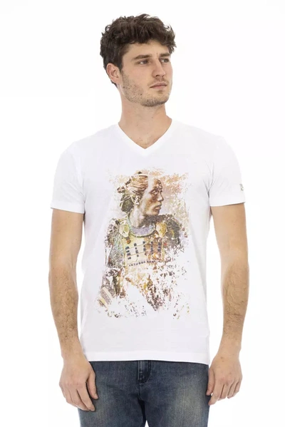 Trussardi Action Elegant V-neck Short Sleeve Men's T-shirt In White
