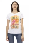 TRUSSARDI ACTION TRUSSARDI ACTION CHIC WHITE TEE WITH GRAPHIC WOMEN'S FLAIR