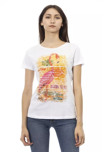 Trussardi Action Chic White Tee With Graphic Women's Flair