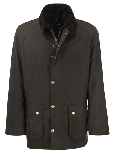 Barbour Green Waxed Jacket For Men In Marrone
