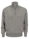 Brunello Cucinelli Men High-necked Cashmere Sweater With Zip Opening