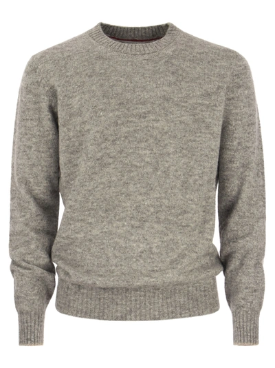 Brunello Cucinelli Crew-neck Jumper In Alpaca Cotton And Wool In Grey