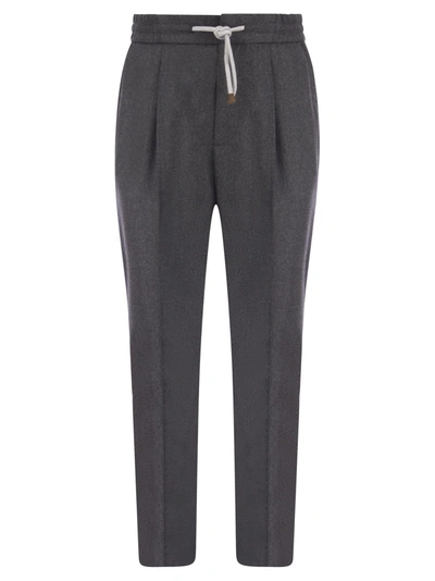 Brunello Cucinelli Leisure Fit Wool Pant In Anthracite